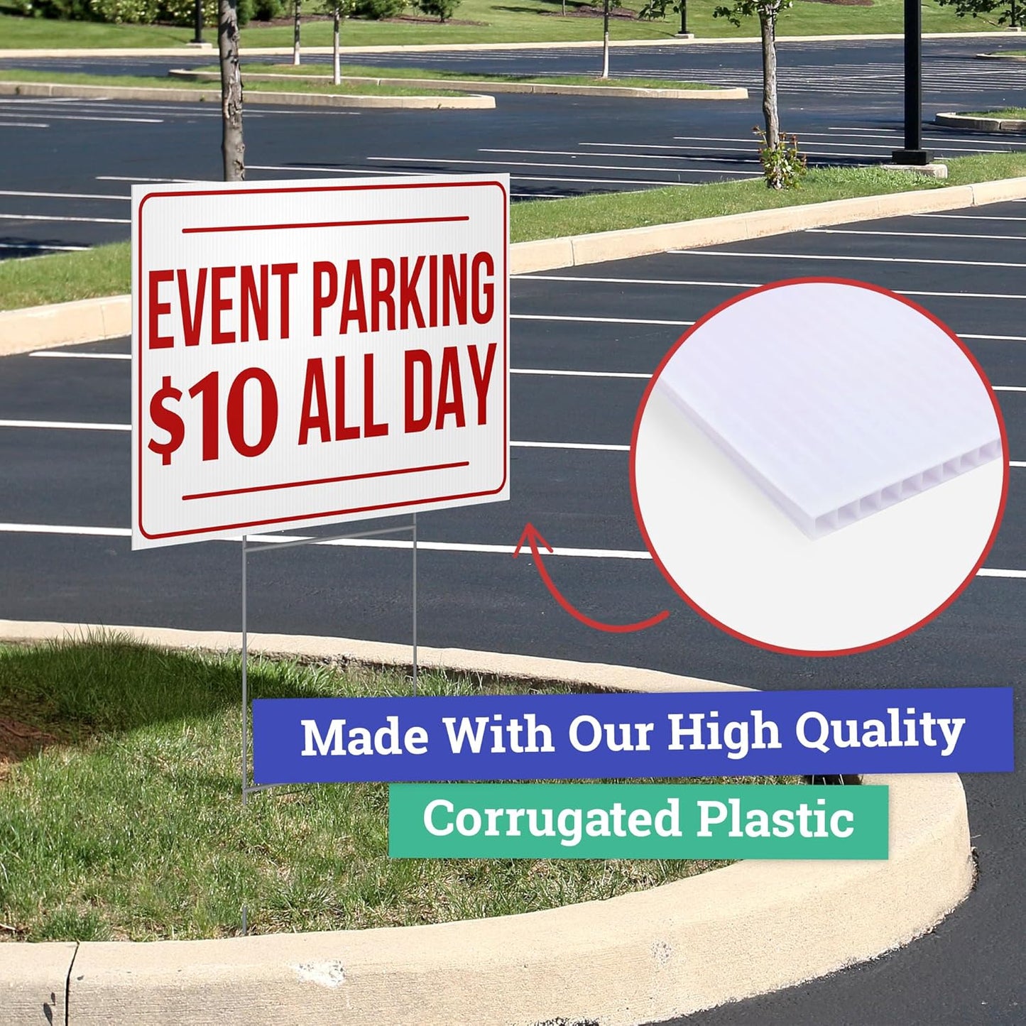50 pack 12x18" Double Sided Customizable Outdoor Yard Sign made from Corrugated Plastic with Metal "H" Stake, Easy to Design, Sign for Business, Garage or Yard Sale, Home, Office, (12" x 18" - Qty 50)