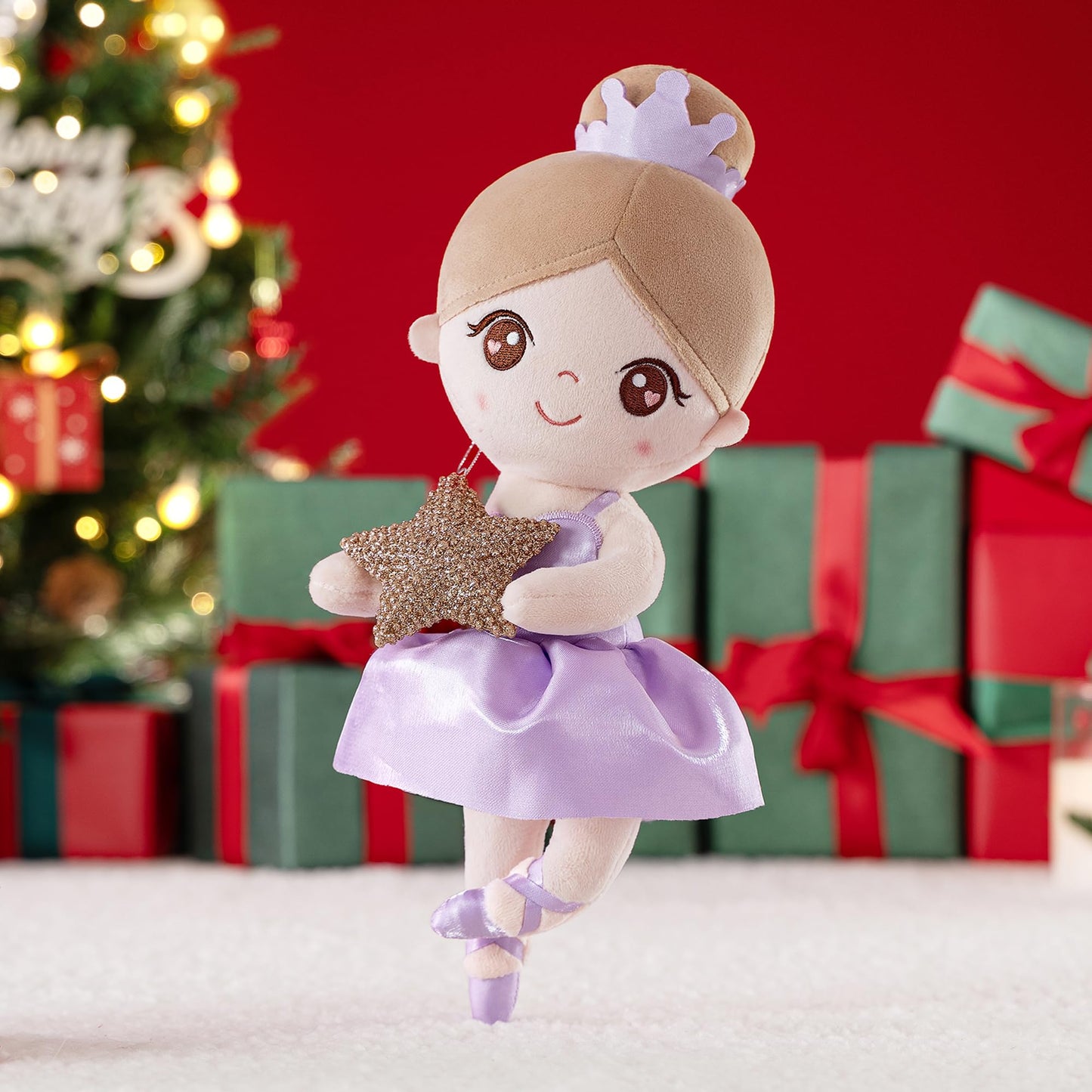 Gloveleya Baby Girl Gifts Dolls Soft Plush Toy Ballet Girl Doll Pale Purple