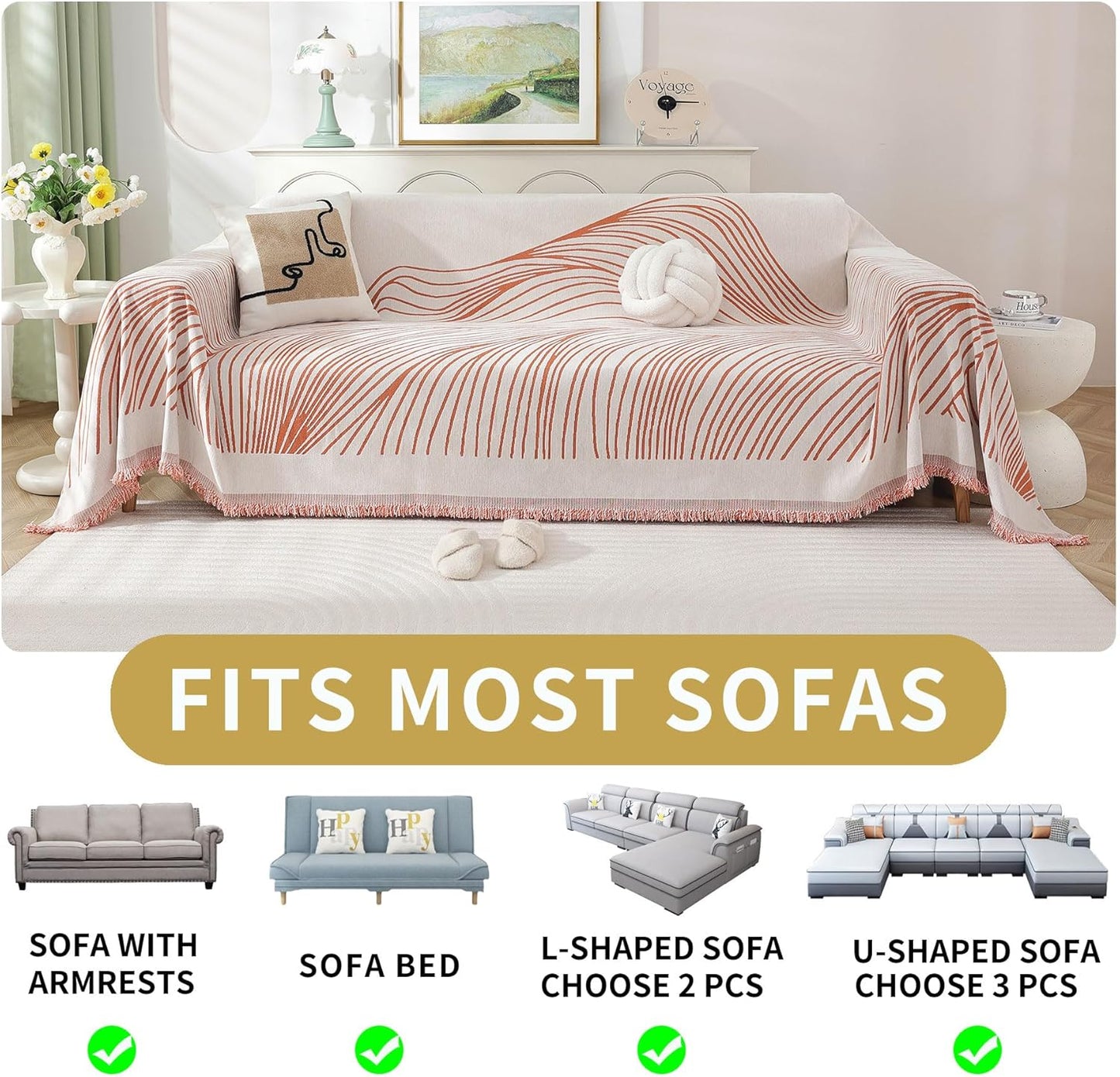 Non Slip Sofa Covers Couch Covers for 2 Cushion Couch Sofa Pet Friendly Washable Couch Covers for Sofa, Soft Thick Sectional Couch Covers L Shape Furniture Protector for Kids, Dogs 71" X102"