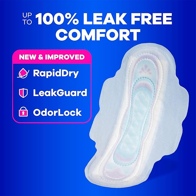 Always Ultra Thin Feminine Pads with Wings for Women, Size 3, Extra Long Super Absorbency, Unscented, Up to 100% Leak-Free Protection, 52 Count