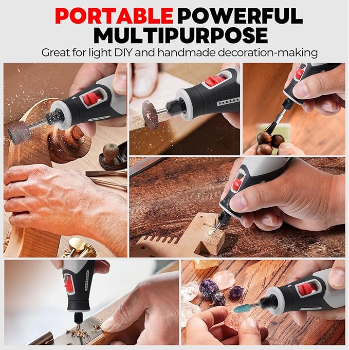 PHALANX Cordless Rotary Tool Kit, 4V 4000mAh Battery, 80 Accessories, 9 Speed Settings, 28000 RPM Max, Type-C Charging (PRT-Grey)
