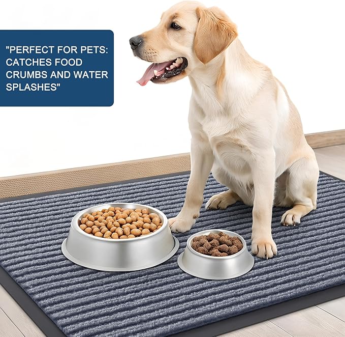 OLANLY Front Door Mat Indoor Outdoor Entrance, Waterproof Heavy Duty Doormat, Fade Resistant, Low Profile, Easy Clean Patio Porch Welcome Floor Mats for Entry, 47x34, Ash Grey