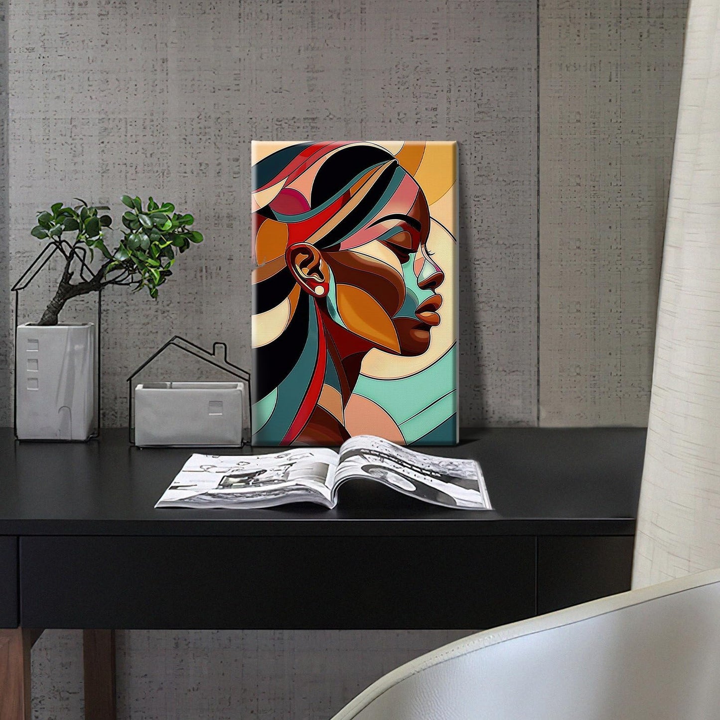 HeeBenor Framed Paint by Numbers Kit for Adults, Black Woman Paint by Numbers Kit for Adults with Easel, DIY Acrylic Paint by Number with Frame, Adult Paint by Number Kits Framed Canvas 8x12 Inch
