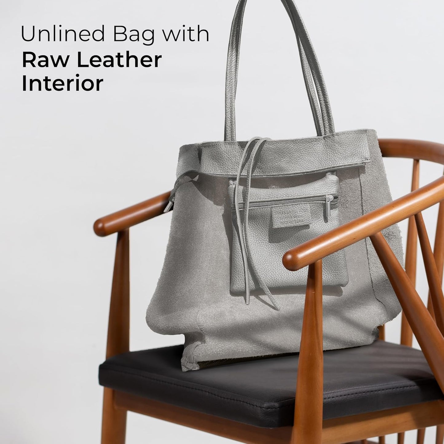 Italian Calf Leather Tote for Women with Zipper, Inner Pocket & Flat Base | Soft Unlined Shopper for Work & Travel