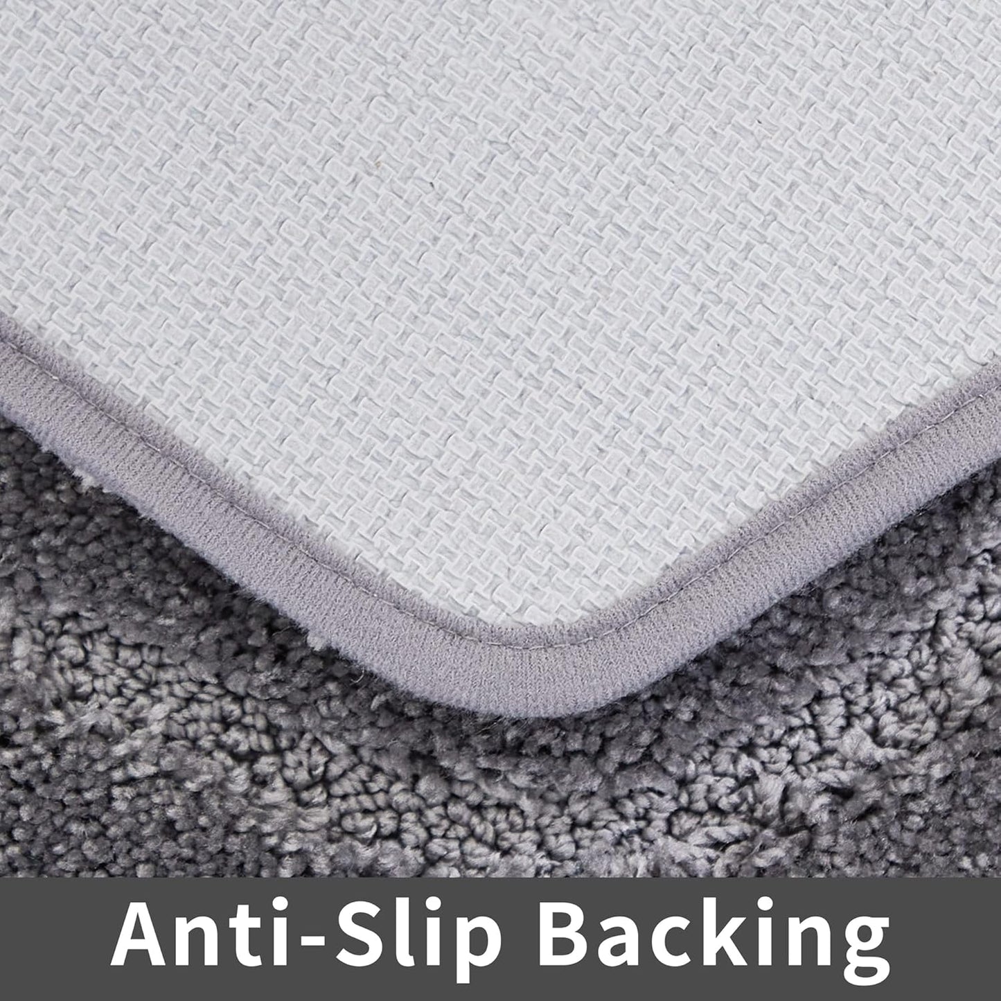 COSY HOMEER Extra Thick Bath Rugs for Bathroom - Anti-Slip Bath Linen Sets Mats Soft Plush 100% Strong Polyester Living Room Bedroom Water Absorbent(Grey,20x32+24x48 -Inches)