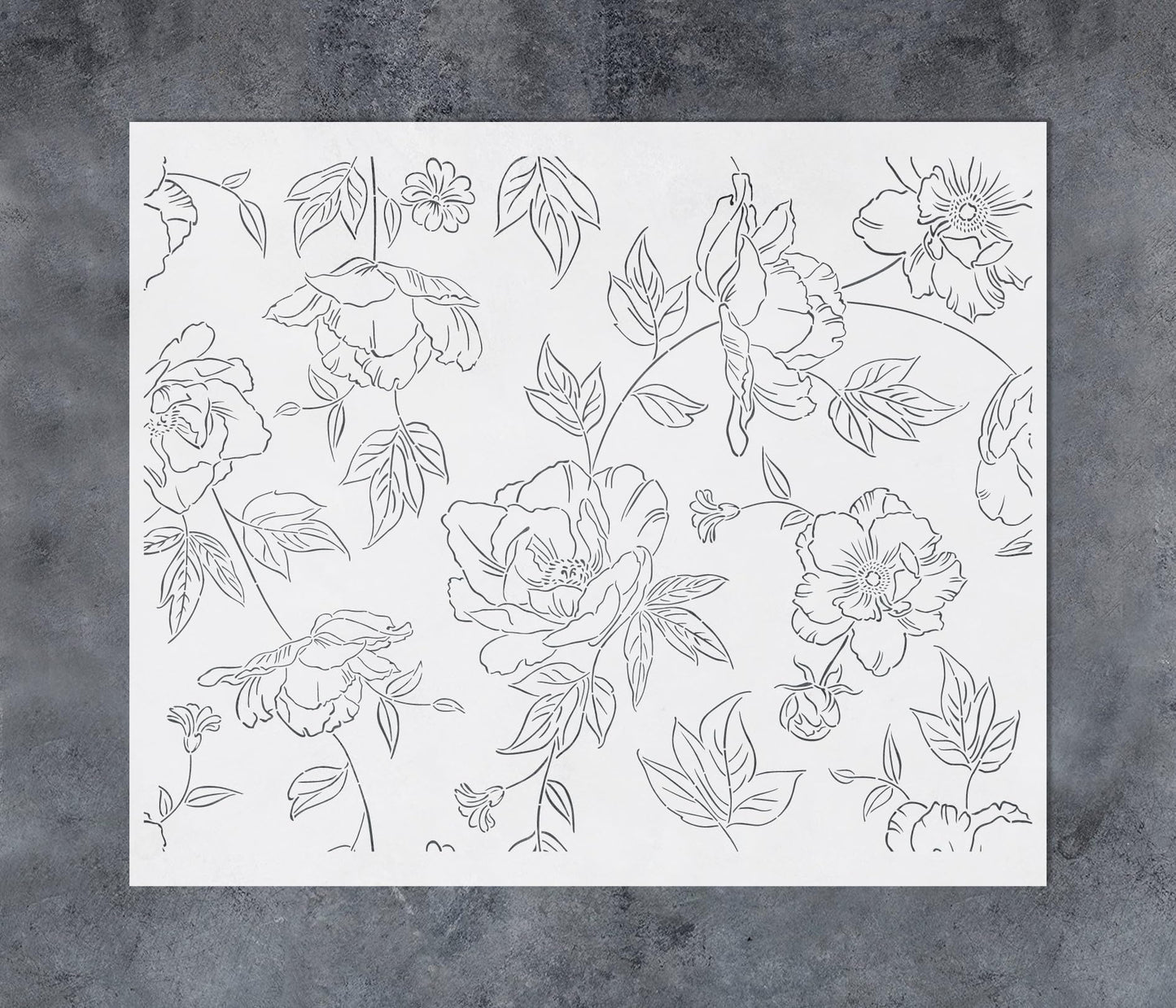 GSS Designs Large Flower Wall Stencils 20x24Inch Flourish Stencils for Painting on Wood Canvas Paper Fabric Floor Wall Reusable DIY Art Craft Stencils for Painting Flowers and Leaves