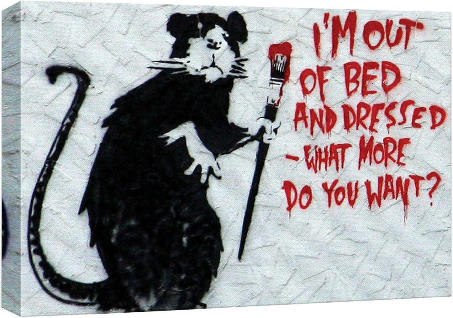 wall26 Canvas Print Wall Art Banksy Rat with Red Paintbrush Graffiti & Street Art Pop Culture Illustrations Pop Art Bohemian Multicolor Dark for Living Room, Bedroom, Office - 32"x48"