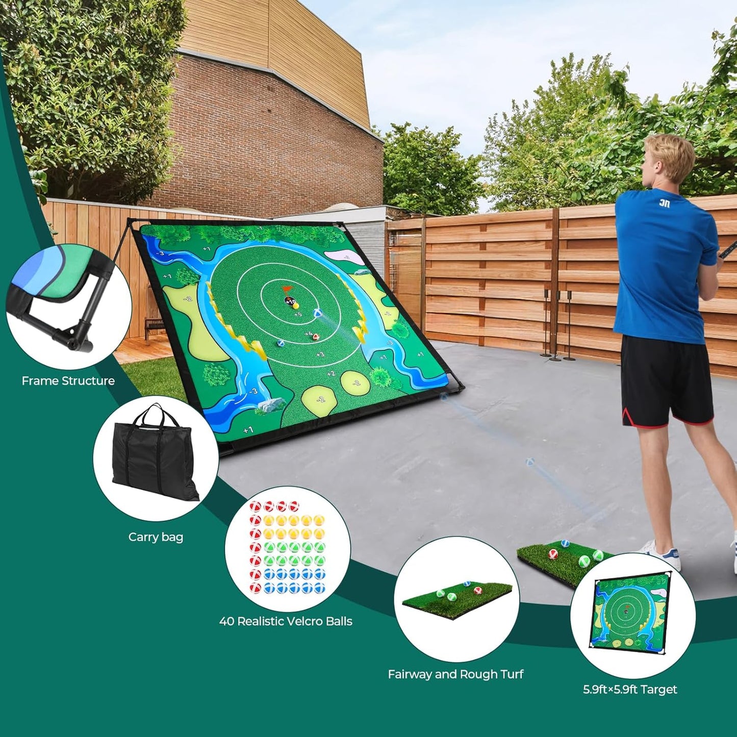 GCCSJ Golf Chipping Game Set, Golf Game, Balls x 40, (Free Adjustable Golf Club x1), The Original Portable Golf Game for Chipping Practice for Family Golfers - Indoor and Outdoor