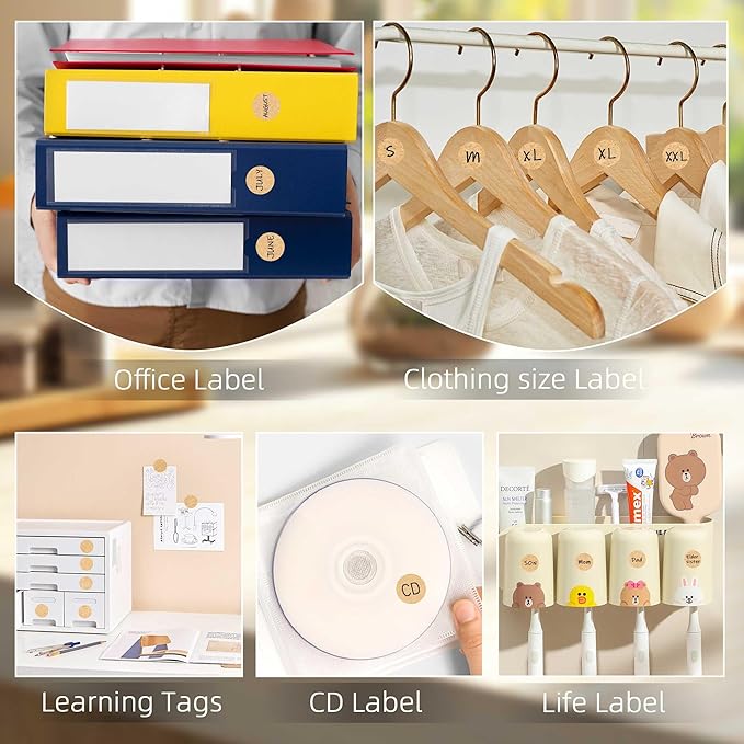 Kraft Paper Dot Stickers 3/4 Inch,1000 PCS 0.75" Blank Small Color Labels for Classroom,Papers,Market,Price Tags and Library Book Labels.Non - Printable Round Colored Stickers