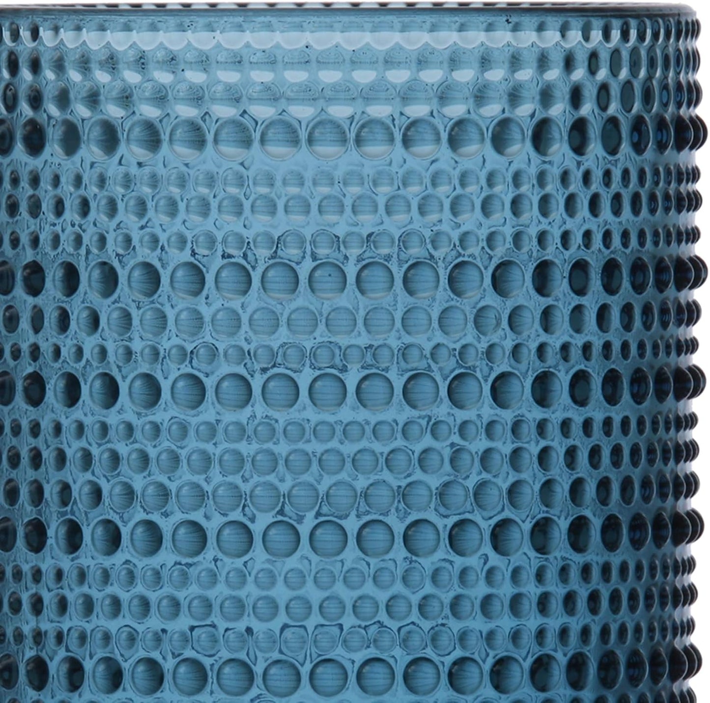 Fortessa Jupiter Beaded Hobnail Glass, 10 Ounce Double Old Fashioned (Set of 4), Cornflower Blue