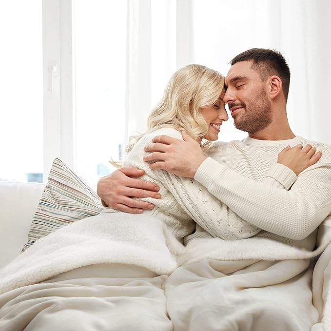 Bedsure GentleSoft Sherpa Fleece Blankets King Size for Bed - Thick and Warm Throw for Women and Men, Soft Fuzzy Plush King Blanket for Winter, Non-Heated, Linen, 108x90 Inches