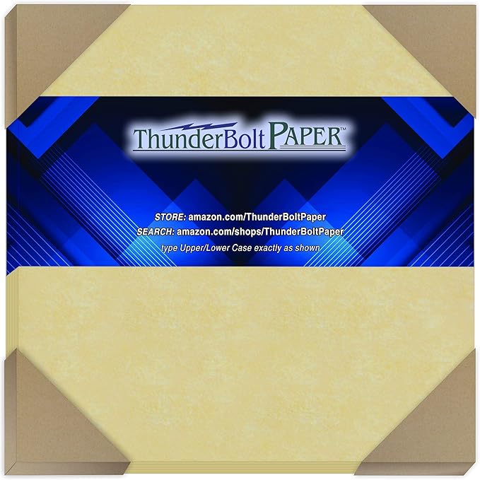 150 Gold Parchment 65lb Cover Weight Paper - 6" X 6" (6X6 Inches) Square Scrapbook Album Size - Printable Cardstock Colored Sheets Old Parchment Semblance