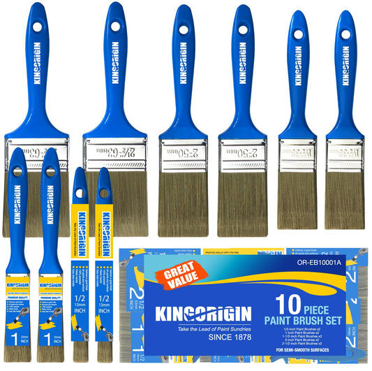 KINGORIGIN Paint Brush Set, 10 Pack Paint Brush, Chip Brush (0.5" 1" 1.5" 2" 2.5”), Small Paint Brushes Bulk, Paint Brushes for Walls and Home Decor