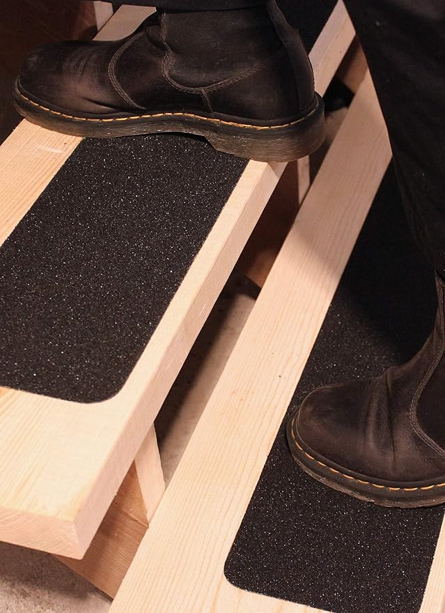 6”x30” Stair Treads Non-Slip Outdoor Tape – (10-Pack) Black Anti-Slip Strips