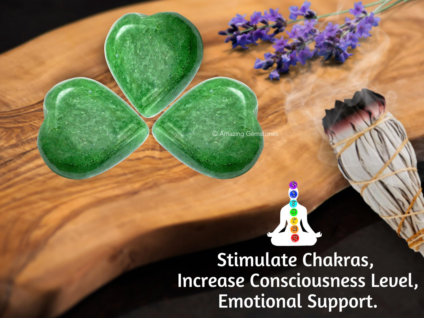 Amazing Gemstone Green Strawberry Quartz Crystal Heart Palm Stone - Pocket Massage Worry Stone for Natural Body Chakra Balancing, Reiki Healing and Crystal Grid
