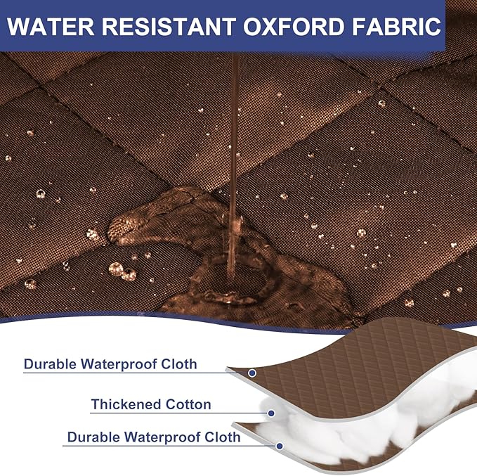 Magnetic Thermal Insulated Door Curtain Fit Door Size 32" x 80", Quilted Oxford Fabric Thicken Cotton Fill, Winter Cover Keep Cold Draft Out, Blanket Insulation for Front Patio Doors Brown