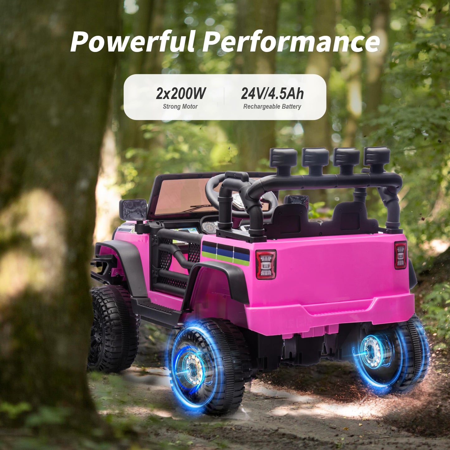 Hikiddo 24V Kids Ride on Car, Kids Electric Vehicles Car Ride on Toy Truck for Toddlers 3-5 w/Remote Control, 400W Motor - Pink