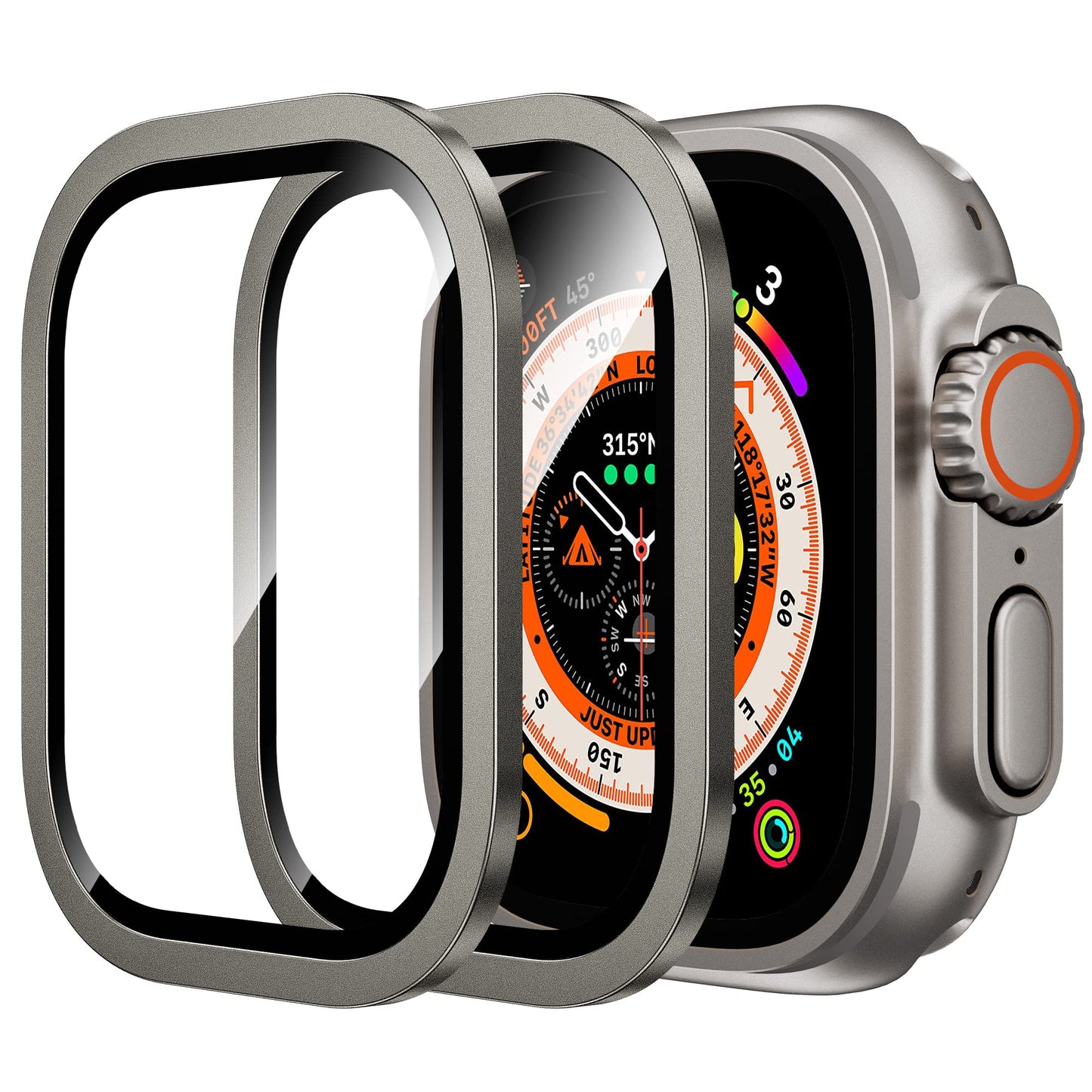 Wsken For Apple Watch Ultra 3/Ultra 2/Ultra Screen Protector 49Mm,9H Tempered Glass + Titanium Alloy Frame, [Keep Original] [Tou