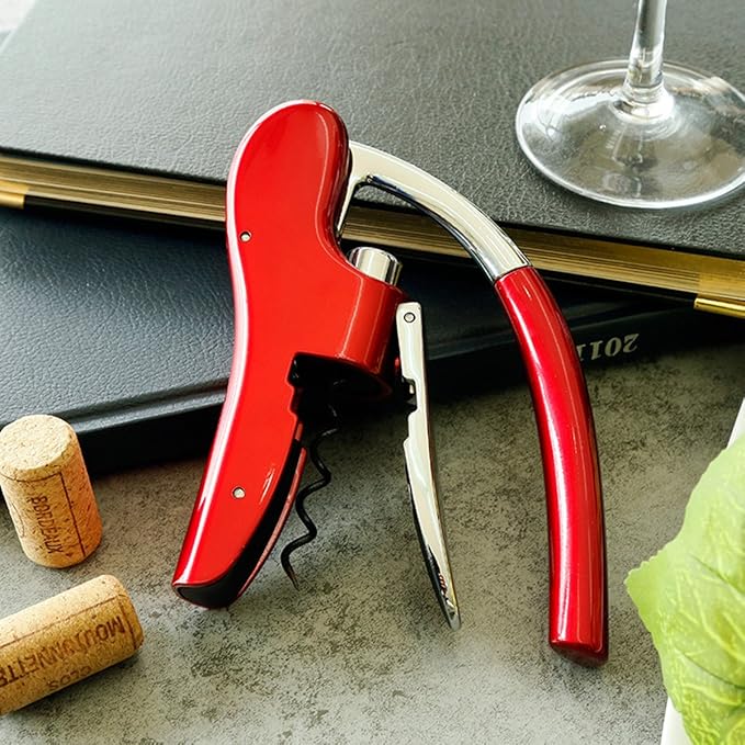 KAYCROWN Wine Bottle Opener, Vertical Lever Corkscrew with Built in Foil Cutter Design, Manual Handheld Corkscrew with Ergonomic Lever Pump