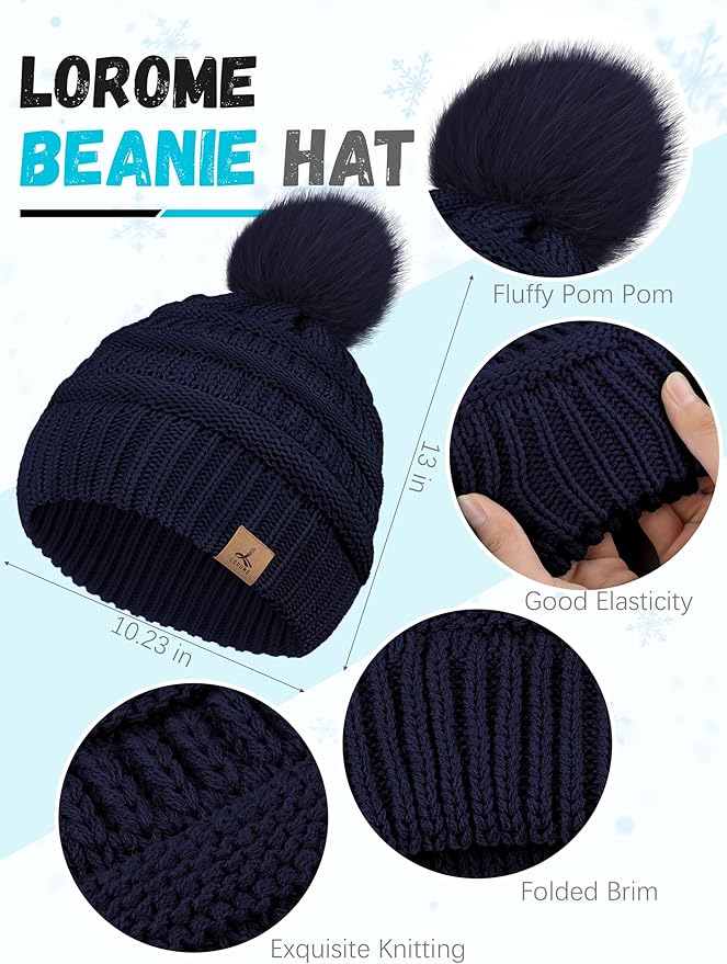 Winter Hat Scarf Gloves and Ear Warmer, Warm Knit Beanie Hat Touch Screen Gloves Set Winter Gifts Neck Scarves for Women