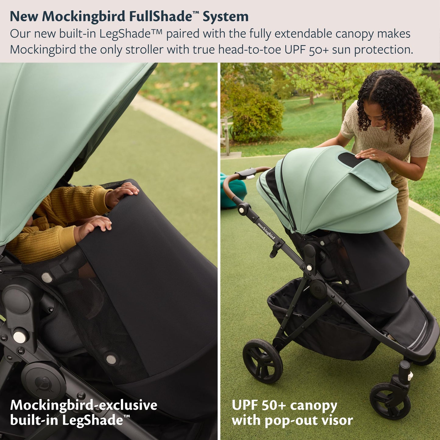 Mockingbird Single-to-Double Stroller 3.0 - Convertible Full Size Baby Stroller for 1, 2, or 3 Kids with 44 Possible configurations, Travel System Compatible - Stone Blue