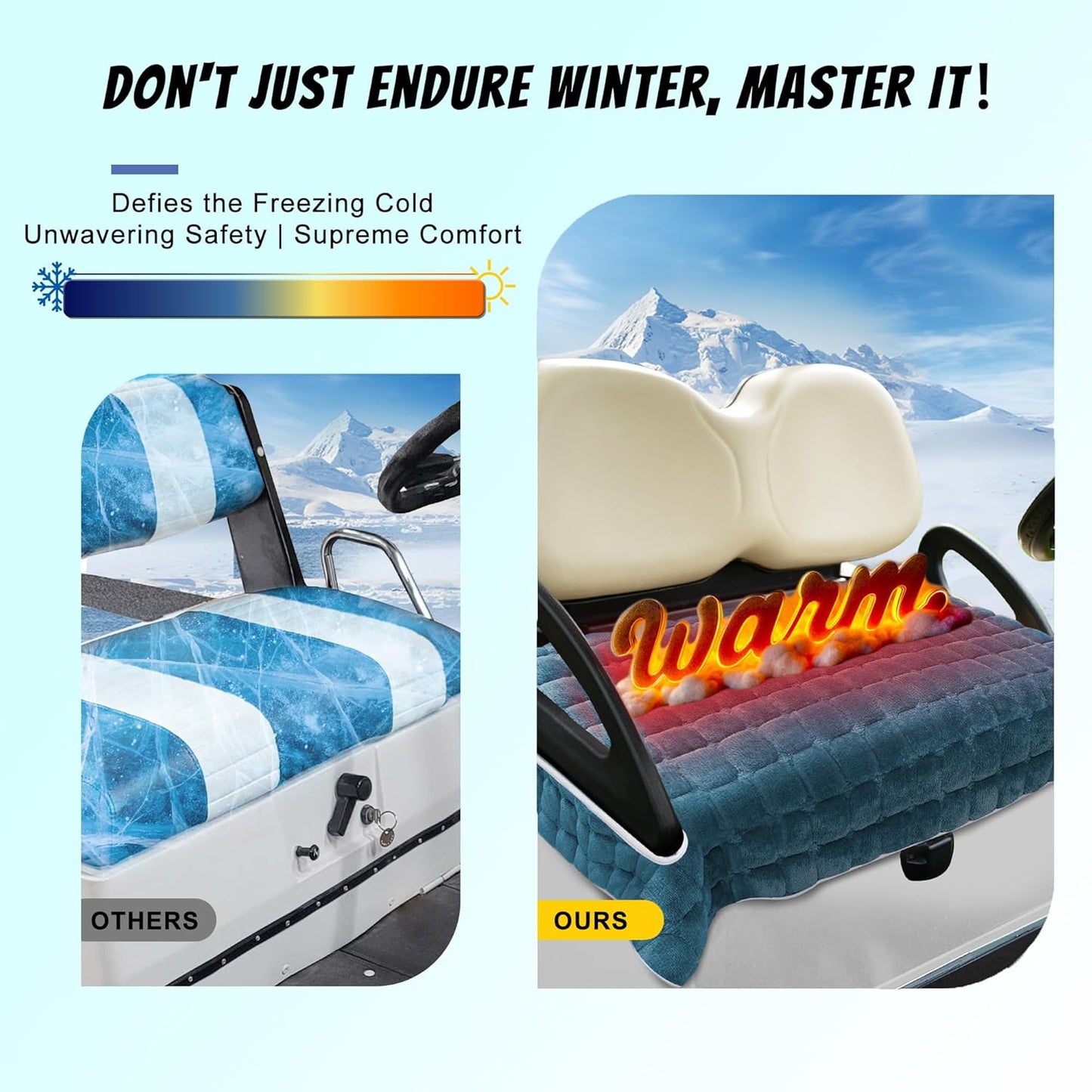 YOKYHOM Golf Cart Seat Covers, Supreme Comfort Golf Cart Seat Towel Blanket, Heavyweight Deep-Pile, Fits EZGO, Yamaha, Club Car and More 2-Seat Carts, 50"x 27.5", Dark Blue