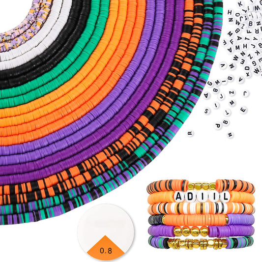 ADIIL 7200pcs Clay Beads Bracelet Making Kit, 6mm Polymer Heishi Beads for Jewelry Making, Friendship Bracelet Kit Birthday Gift for Adults Halloween