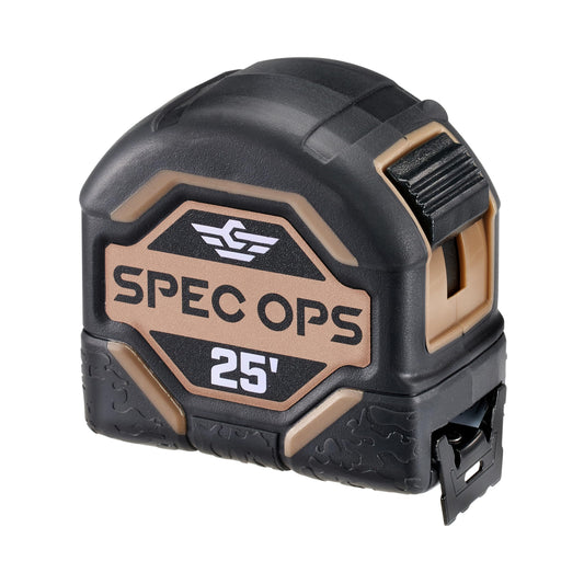 Spec Ops Tools 25-Foot Tape Measure, 1" Double-Sided Blade, Military-Grade Composite Case, 3% Donated to Veterans