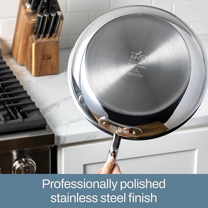 All-Clad D3 3-Ply Stainless Steel Stockpot 6 Quart Induction Oven Broiler Safe 600F Pots and Pans, Cookware Silver
