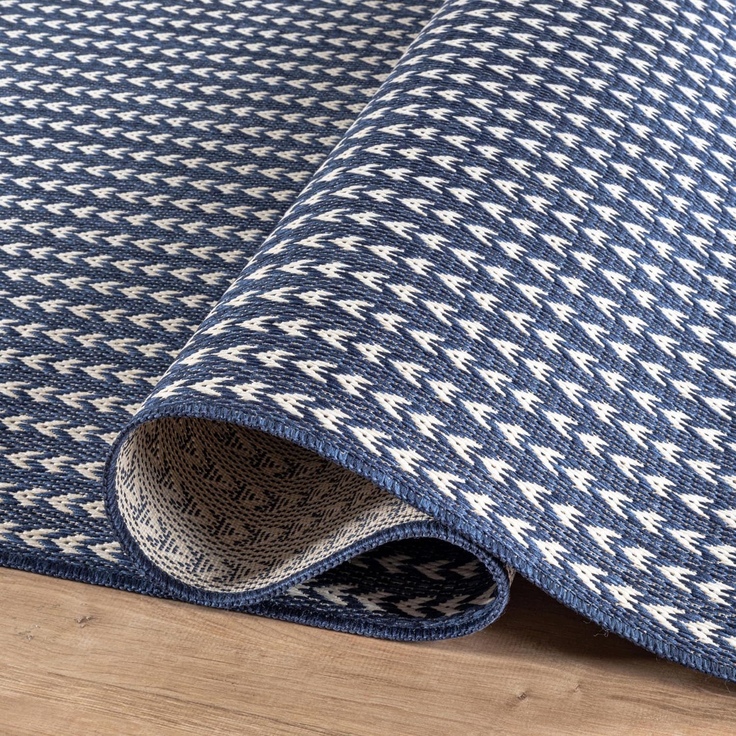 Washable Outdoor Rug 8x10 Modern Area Rugs Outdoor Carpets Striped Pattern Non Shedding Waterproof Easy Clean Patio Deck Porch Living Room Bedroom Garden RV (8 X 10 Navy)