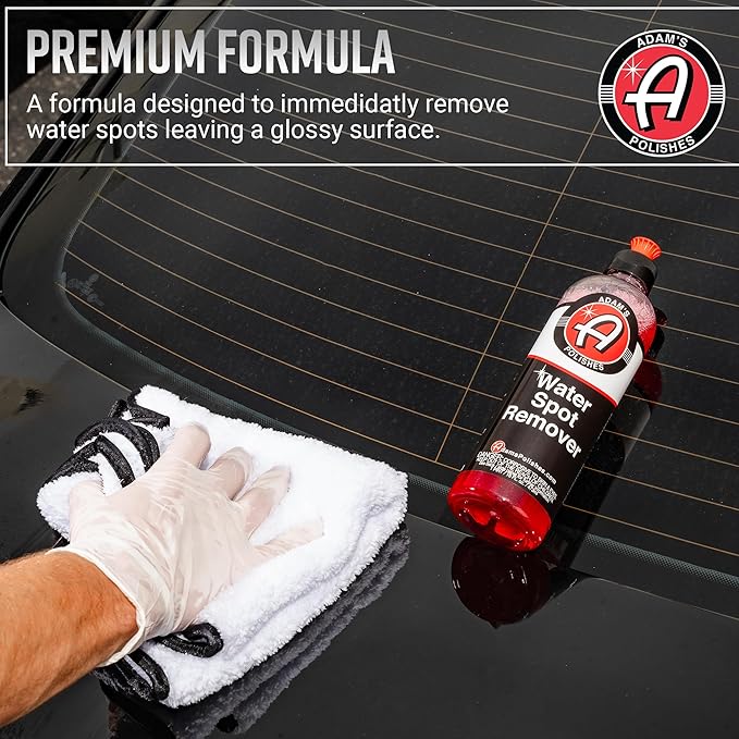 Adam's Polishes Water Spot Remover - Hard Water Stain for Glass, Shower Doors, Paint, Windows, Car Detailing | Calcium, Magnesium & Soap Scum Remover