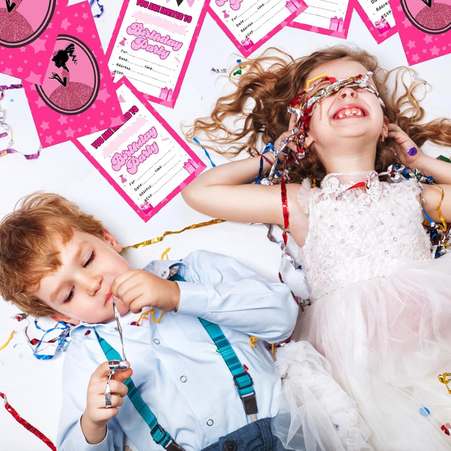 30 Pack Birthday Invitations Girl, Hot Pink Party Invitations for Girls with Envelopes and Sticker, Birthday Invites for Girls,Cute Birthday Party Invitations Cards for Kids, Party Decorations Supplies for Baby Shower Birthday Party