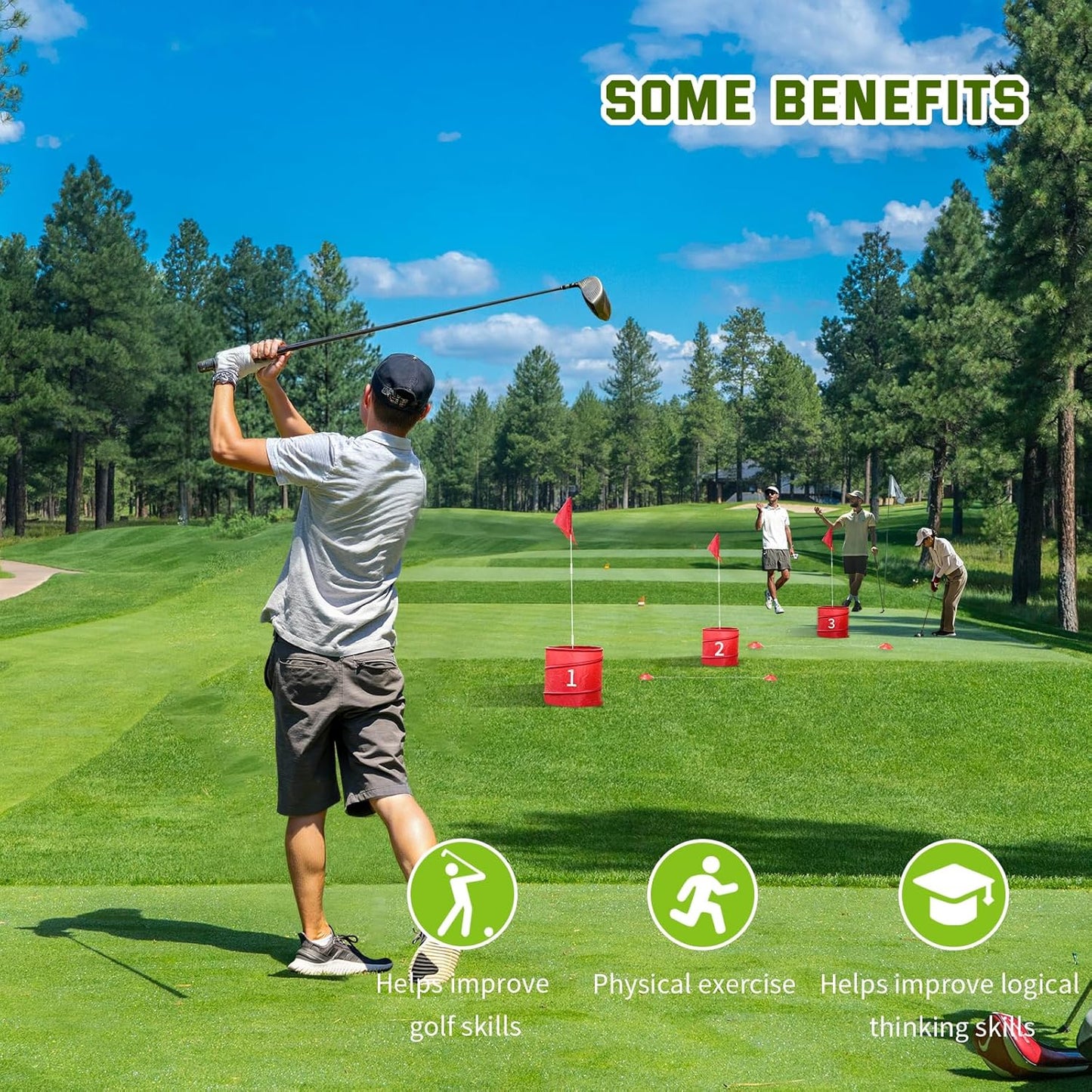 6 Holes-Outdoor Backyard Golf Game Set,Outdoor Yard Golf Chipping Game with 2 Clubs,Ball and Flag,Fun for All Crowd, Perfect for Beach,Park,Lawn and Camping