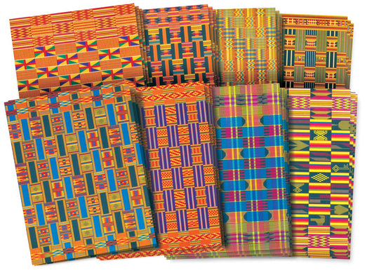 Roylco R15273 Assorted Design African Textile Paper, 8-1/2 x 11 Inches, Pack of 32