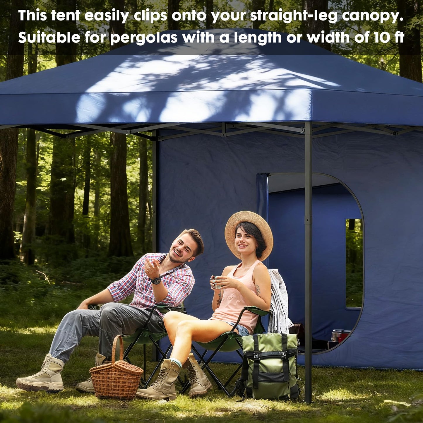 Camping Cube Side Tent for 10x10 Pop Up Canopy, Waterproof Gazebo Room with Mesh Windows, Easy Setup Canopy Side Tent for Family Camping, Market Booth, Backyard Use – Depth 59.1" (Canopy Not Included)