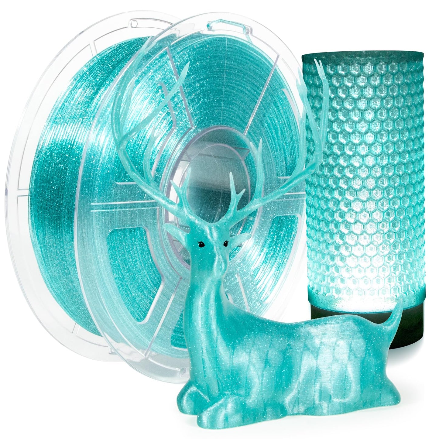 IEMAI Sky Blue Glitter PETG Filament 1.75mm 1kg, Sparkle Galaxy Transparent 3D Printer Filament 50-600mm/s Printing, Crystal Cle