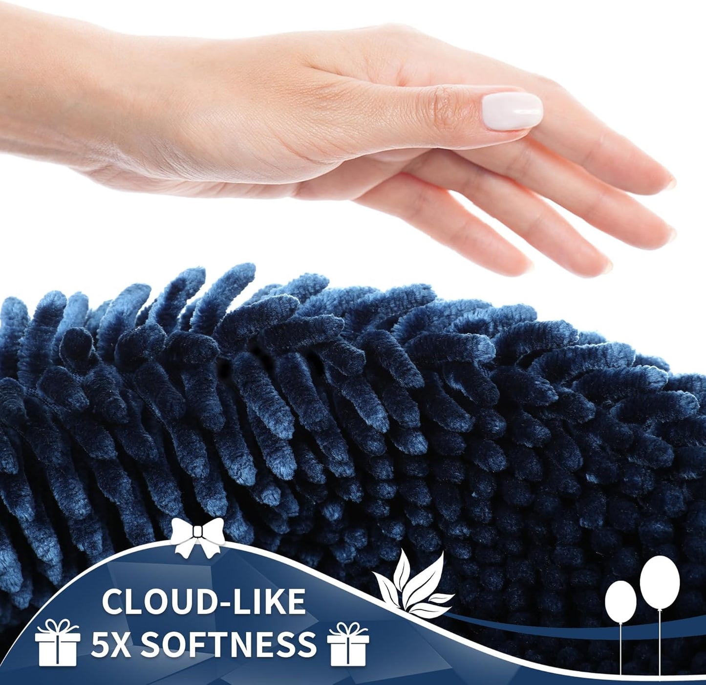 Yimobra Large Bathroom Rug Non Slip 36x24 Inch, Extra Thick Soft Absorbent Chenille Bath Mat, Machine Washable Quick Dry Bath Rugs for Bathroom Floor, Tub and Shower, Home Decor Accessories, Navy Blue
