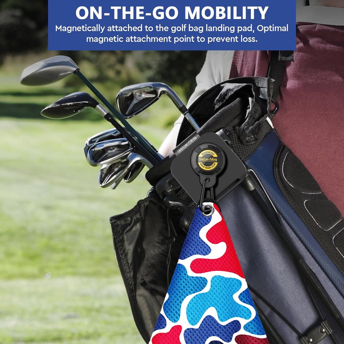 Magnetic Golf Towel Clip Set - Industrial Strength Magnet for Strong Hold on Carts, Bags, or Clubs - Removable and Easy Cleaner Accessories, Men's Equipment, Gifts