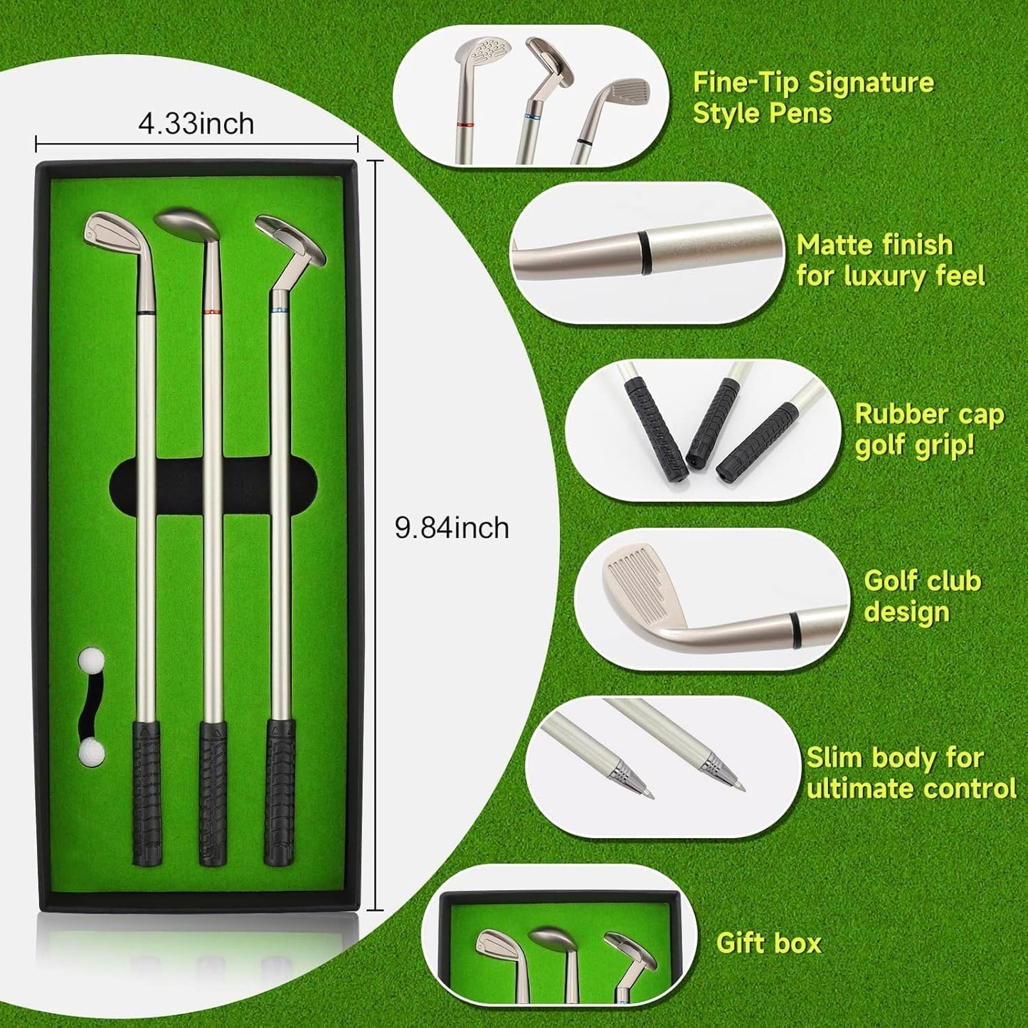 Golf Pens Toy Set Christmas Stocking Stuffers for Adults Teens, Mini Office Desk Game Toys Cool Gadgets Stuff Things Fidget Toys Golf Club Pen Stress Relief Item,