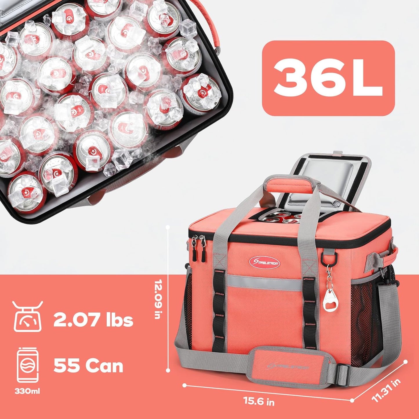 Maelstrom Collapsible Soft Cooler Bag, 24/30/60/75 Cans Beach Cooler, Ice Chest, Leakproof & Portable for Beach, Camping, Road Trips & Grocery Shopping