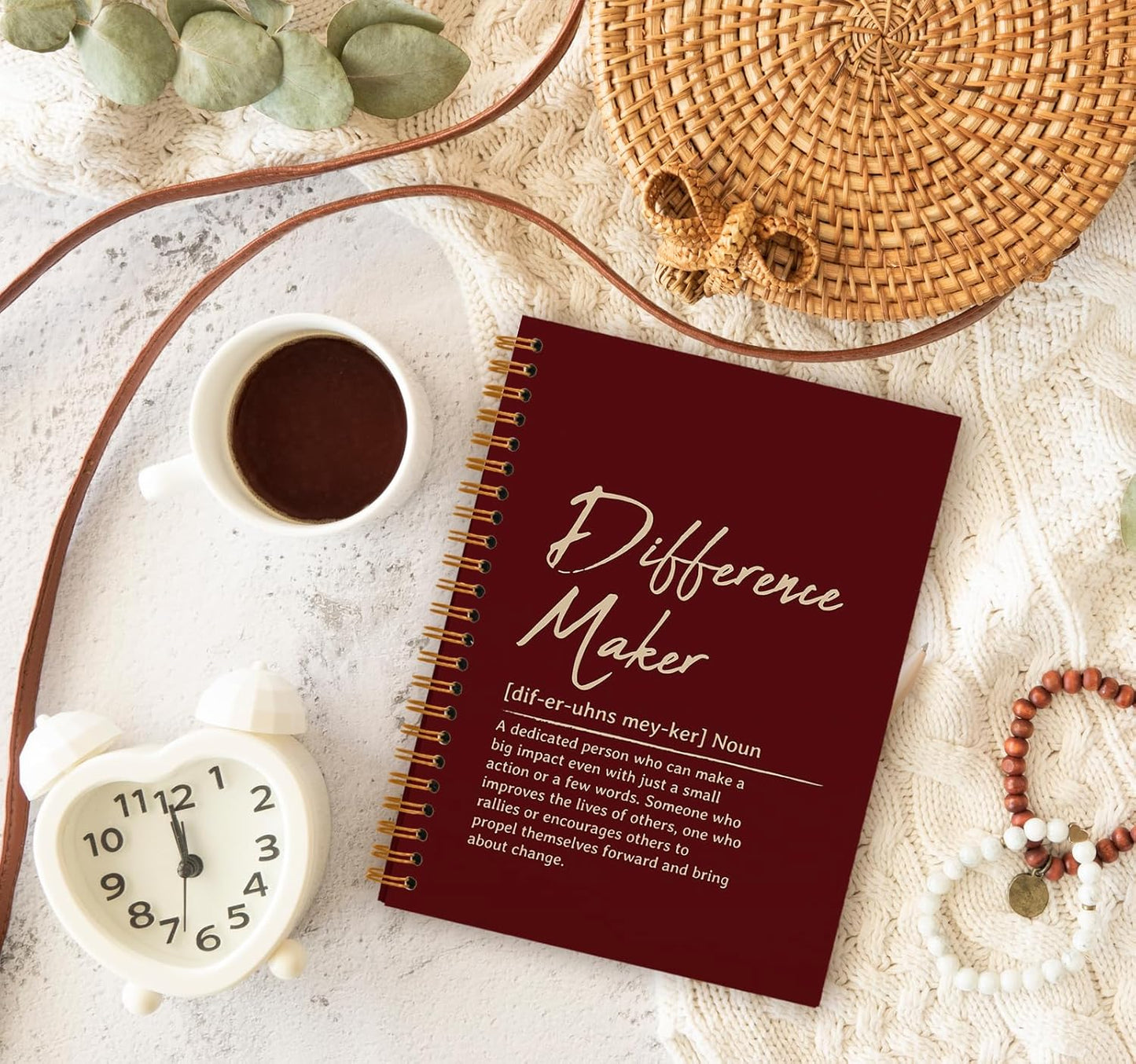 OXW Red Meeting Notebooks for Work, Difference Maker Gift Office Work Notebook Journal for Writing Note Taking, Thank You Gifts for Women Men Leader Boss Mentor Manager Principal, 5.5"x8.3"
