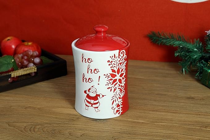 Stephanie Imports Ho Ho Ho! Christmas Themed Winter Holiday Ceramic Cookie Jar