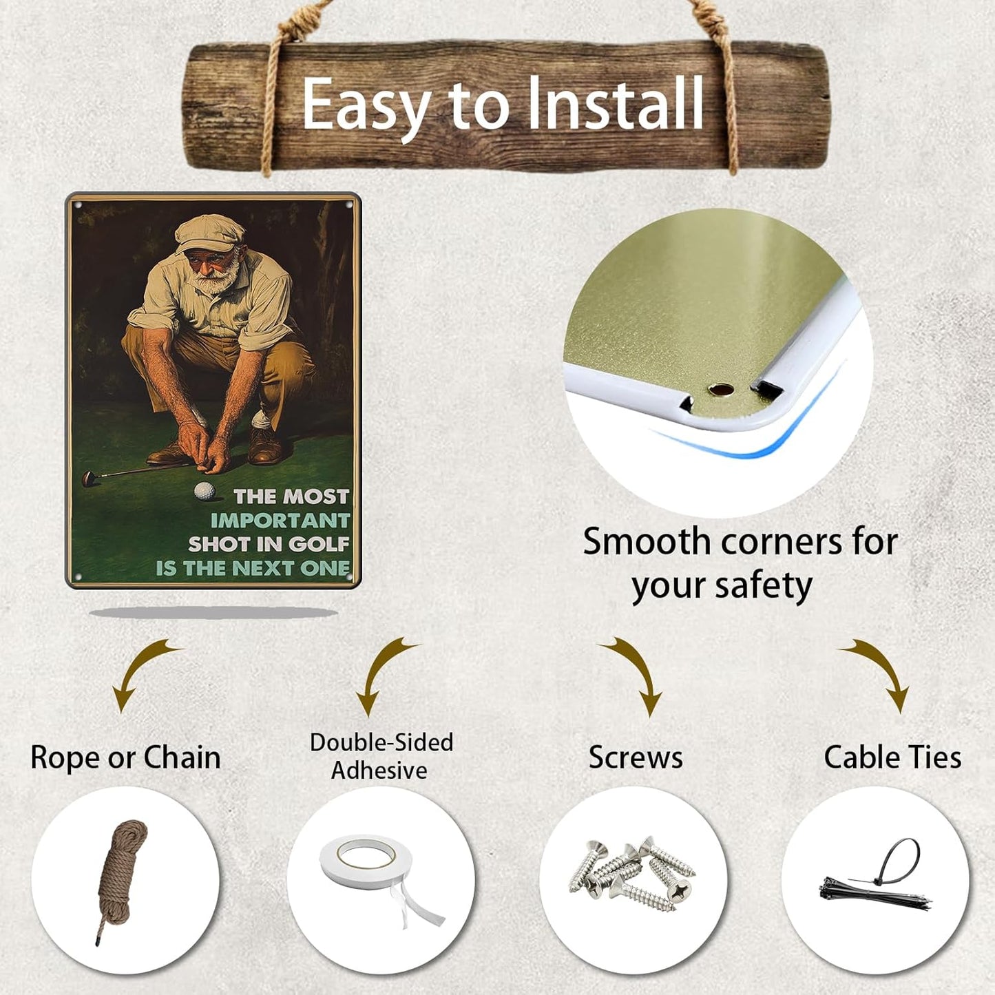 Golf Vintage Metal Tin Sign The Most Important Shot in Golf for Home Bar Club Coffee shop Man Cave Wall Decor 12x16 Inch