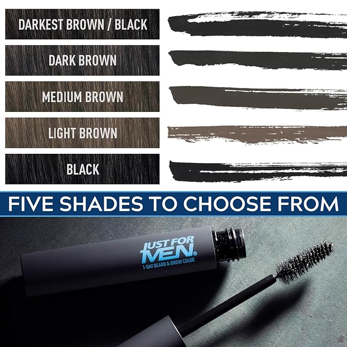 Just for Men 1-Day Beard & Brow Color, Temporary Color for Beard and Eyebrows, For a Fuller, Well-Defined Look, Up to 30 Applications, Black, Ships in Eco-Friendly Packaging (Pack of 3)
