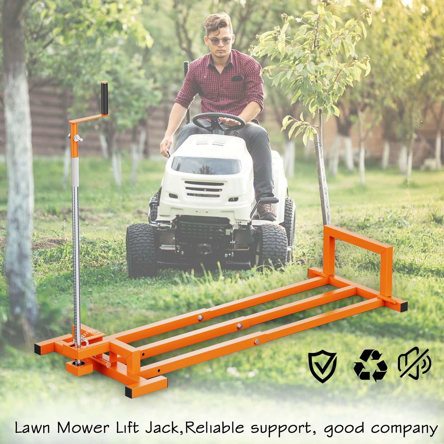 Lawn Mower Jack Lift for 41" Riding Mowers, Upgraded Lawn Tractor Lift with 1000 lb Weight Capacity, Retractable Riding Mower Lift, Easy Installation and Easy Storage
