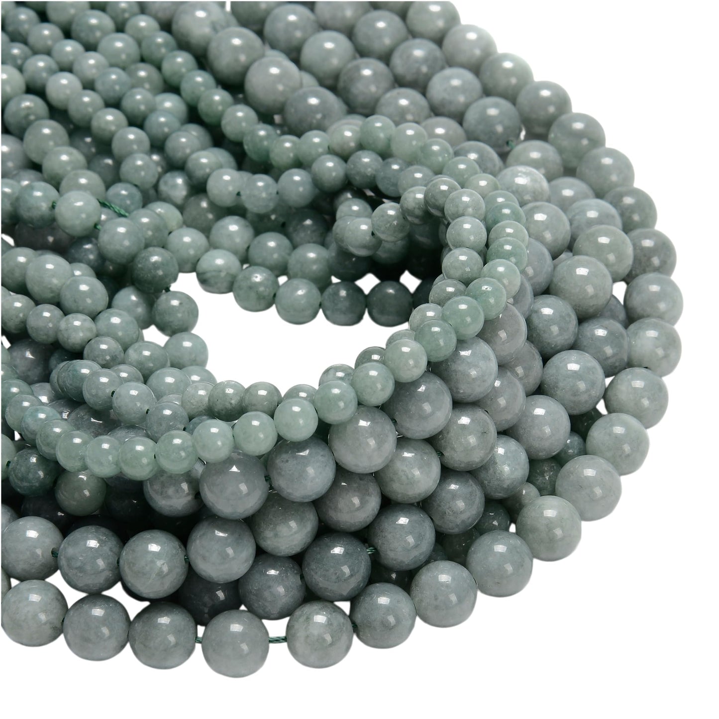 120pcs(2 Strand) 6mm Healing Green Jade Stone Beads, Smooth Round Gemstone Beads for Jewlery Bracelets Earrings Making DIY