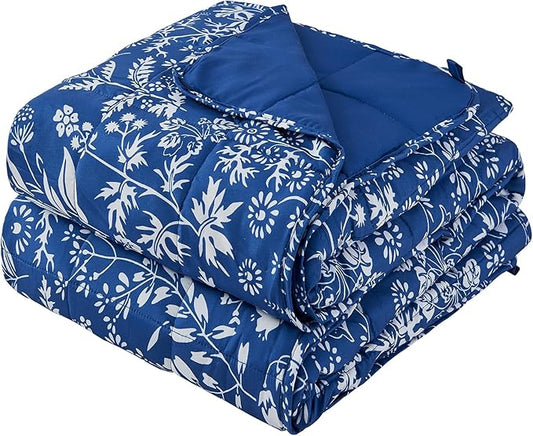 yescool Weighted Blanket for Adults (15 lbs, 48" x 72", Indigo) Cooling Heavy Blanket for Sleeping Perfect for 140-160 lbs, Twin Size Breathable Blanket with Premium Glass Bead, Machine Washable