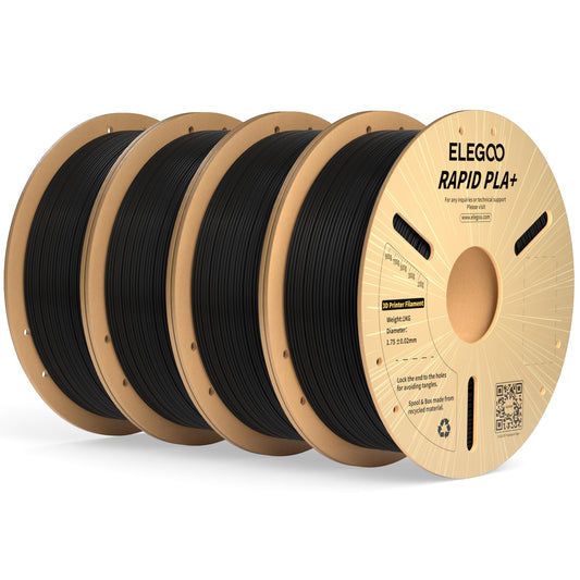 ELEGOO Rapid PLA Plus Filament 1.75mm Black 4KG, PLA+ 3D Printer Filament for 30-600 mm/s High Speed Printing, Dimensional Accur