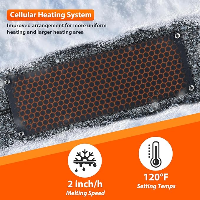 mestyl Heated Snow Melting Mats Outdoor, 10 x 30 Inch Heated Outdoor Mats, Snow and Ice Melting Mats No-Slip Winter Outdoor Heated Mats for Stair, Walkway, Steps, Sidewalks, Decks, Driveway, 3Pcs