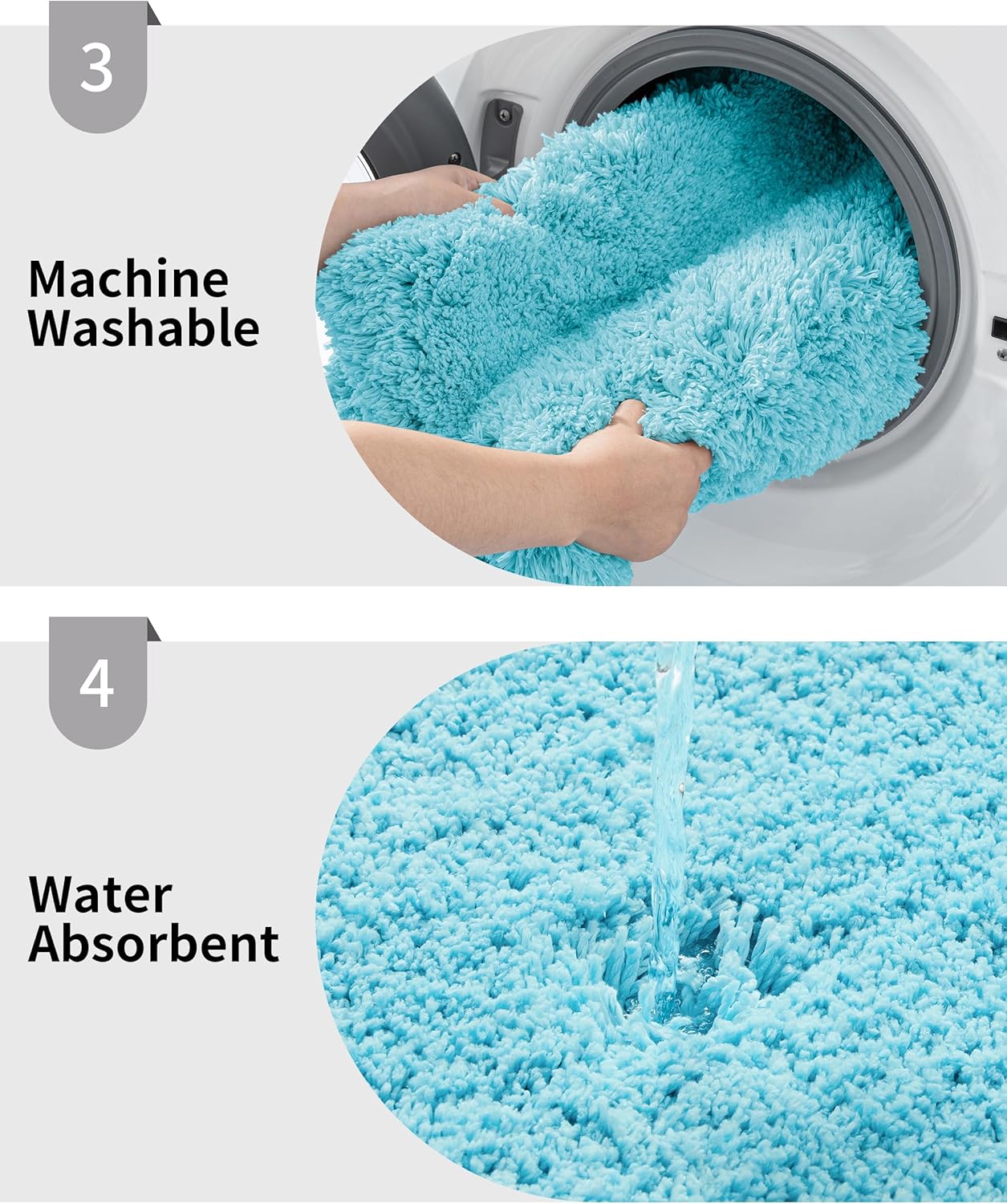 Teal Bathroom Rug 24x48 Non Slip Fluffy Bath Mat for Bathroom Floor Washable Plush Luxury Bath Rug for Tub Soft Shaggy Absorbent Shower Sink Mat